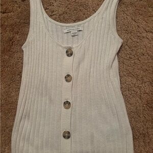 American Eagle Cream Ribbed Button Tank
